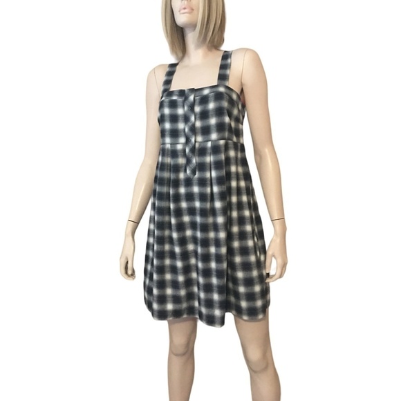 H&M Conscious 100% Organic Cotton Buffalo Plaid Jumper Dress Tunic Pockets - Picture 5 of 16